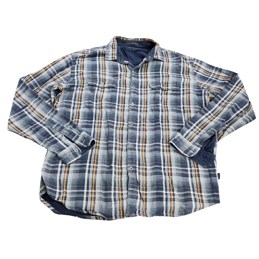 Kuhl Shirt Mens XL Blue Plaid Long Sleeve Button Flannel Casual Outdoor Pockets